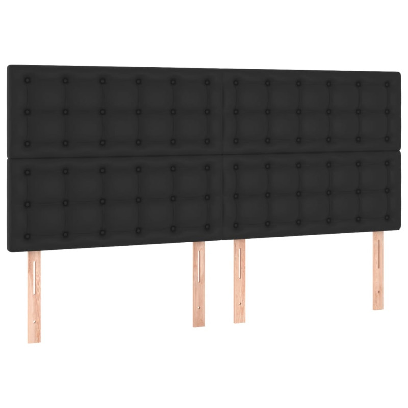 Łóżko kontynentalne z materacem i LED czarna ekoskóra 160x200cm