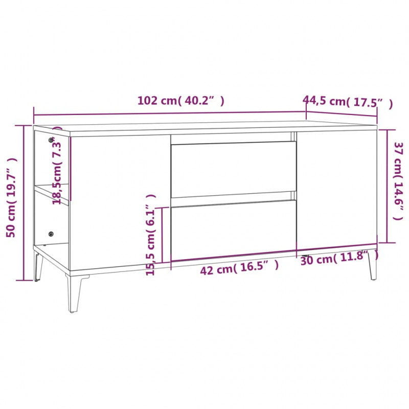 Szafka pod TV, brązowy dąb, 102x44,5x50 cm