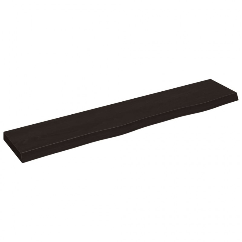 Półka, ciemnobrązowa 100x20x4 cm, wykończone lite drewno dębowe