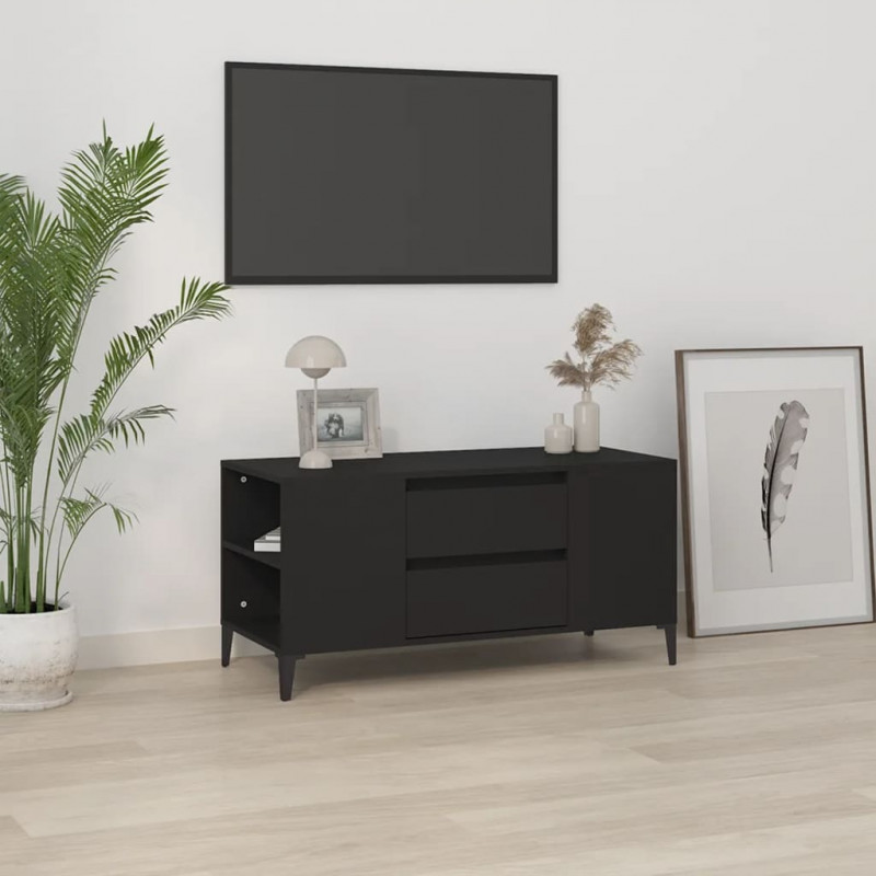 Szafka pod TV, czarna, 102x44,5x50 cm, materiał drewnopochodny