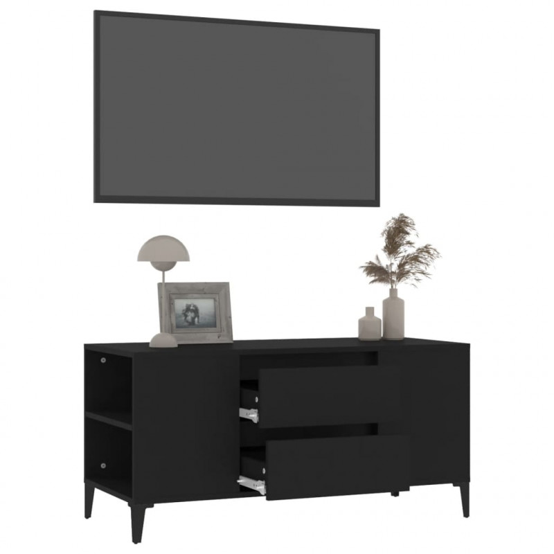 Szafka pod TV, czarna, 102x44,5x50 cm, materiał drewnopochodny