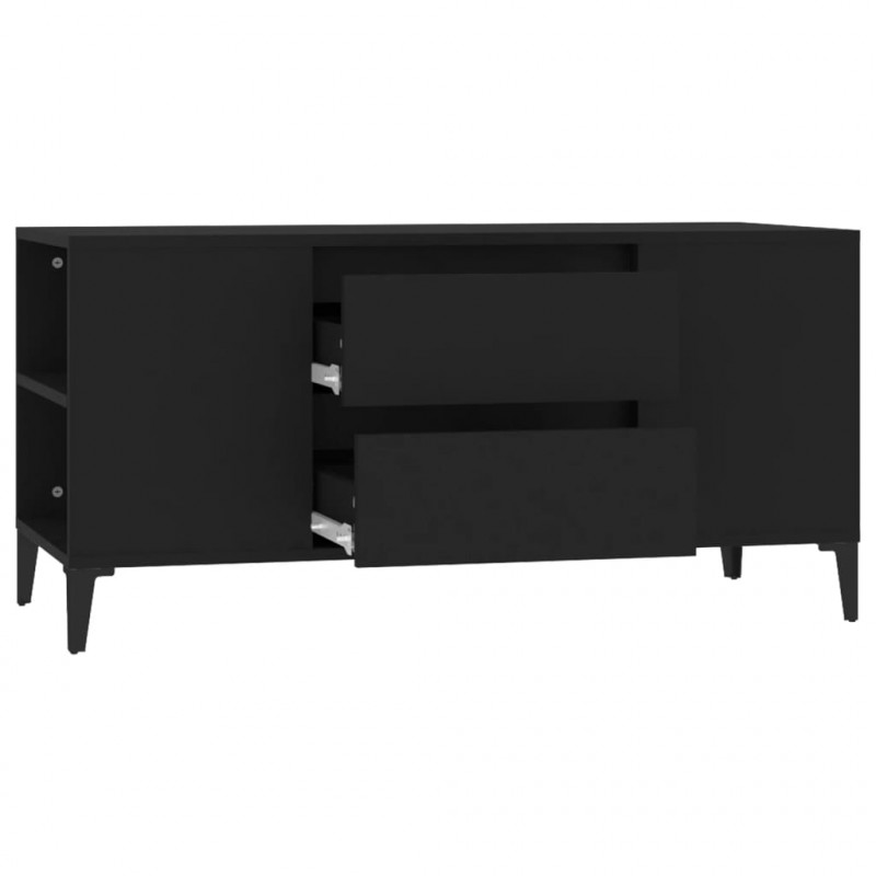 Szafka pod TV, czarna, 102x44,5x50 cm, materiał drewnopochodny