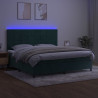Łóżko kontynentalne z materacem i LED zielony aksamit 200x200cm
