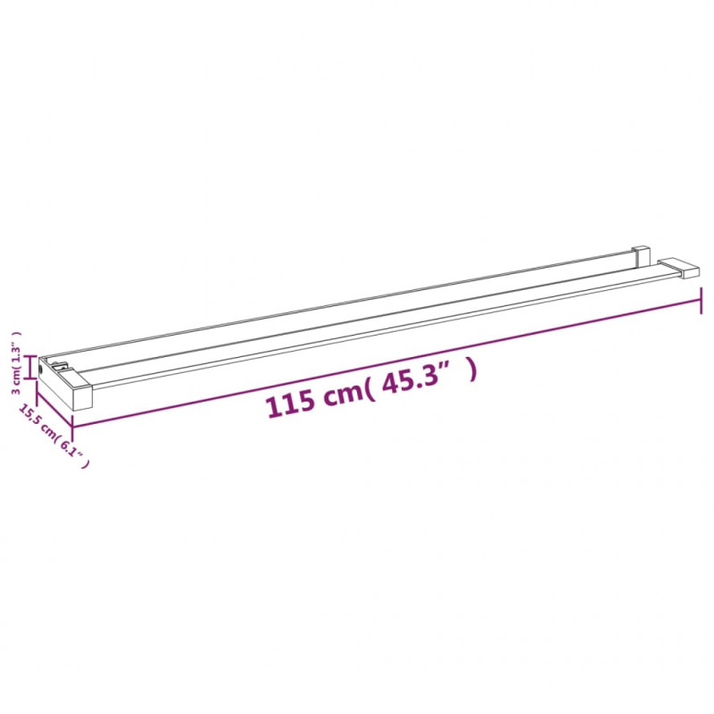 Półka ścienna do prysznica typu walk-in, czarna, 115 cm
