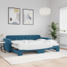 Sofa rozsuwana z materacami, niebieska, 80x200 cm, aksamit