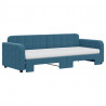 Sofa rozsuwana z materacami, niebieska, 80x200 cm, aksamit