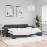 Sofa rozsuwana z materacami, ciemnoszara, 80x200 cm, aksamit