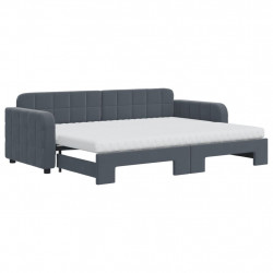 Sofa rozsuwana z materacami, ciemnoszara, 80x200 cm, aksamit