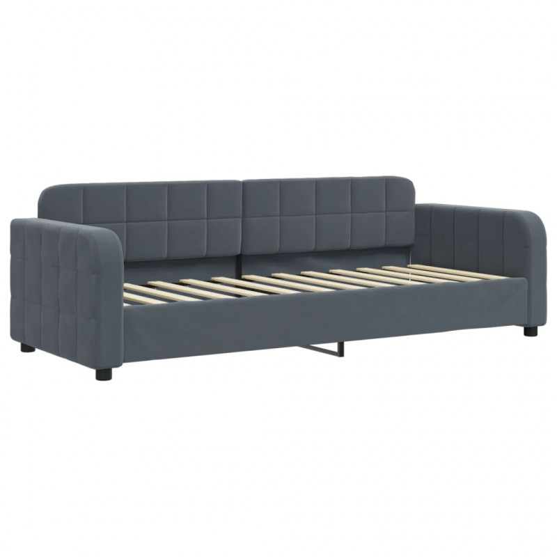 Sofa rozsuwana z materacami, ciemnoszara, 80x200 cm, aksamit