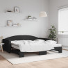 Sofa rozsuwana z materacami, czarna, 100x200 cm, tkanina