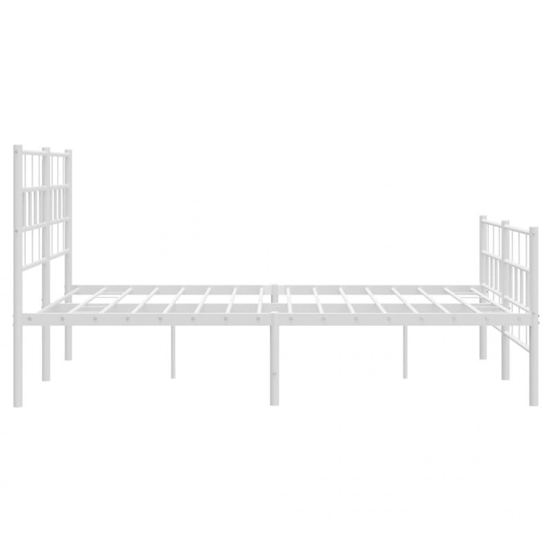 Metalowa rama łóżka z wezgłowiem i zanóżkiem, biała, 140x190 cm