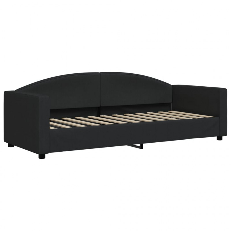 Sofa rozsuwana z szufladami, czarna, 80x200 cm, tkanina