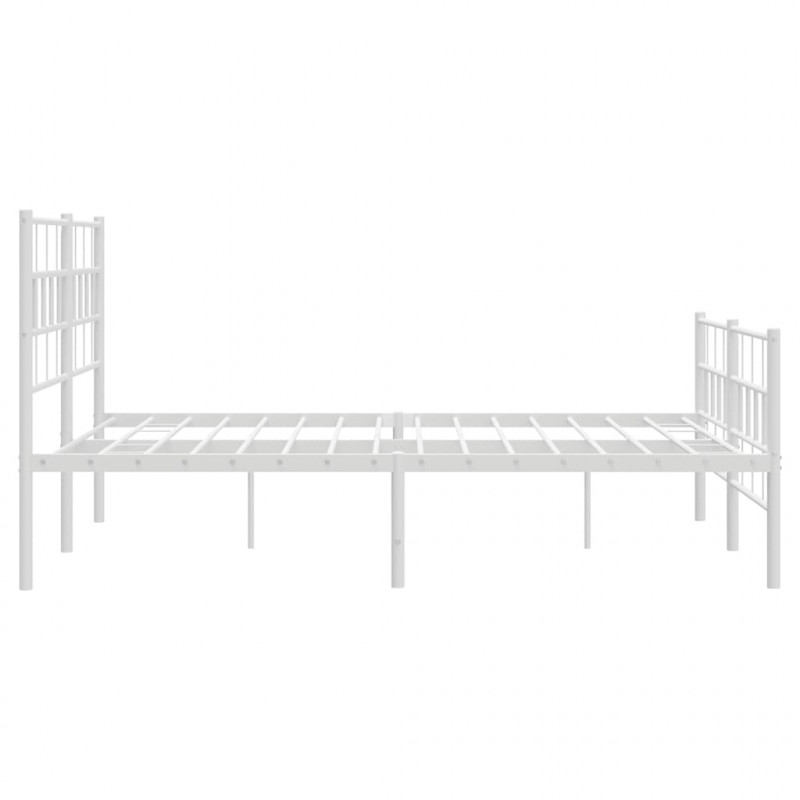 Metalowa rama łóżka z wezgłowiem i zanóżkiem, biała, 120x200 cm