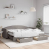 Sofa rozsuwana z szufladami, taupe, 90x200 cm, tkanina