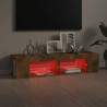 Szafka TV z oświetleniem LED, przydymiony dąb, 135x39x30 cm