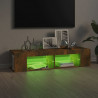 Szafka TV z oświetleniem LED, przydymiony dąb, 135x39x30 cm