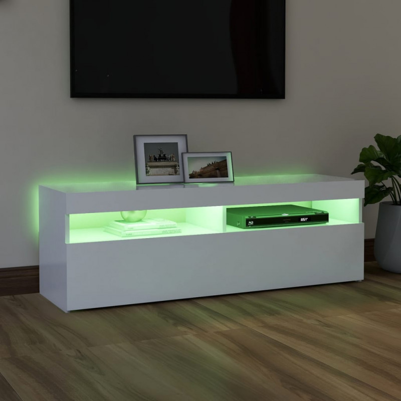 Szafka pod TV z oświetleniem LED, biała, 120x35x40 cm