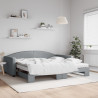 Sofa rozsuwana z materacami, jasnoszara, 100x200 cm, tkanina