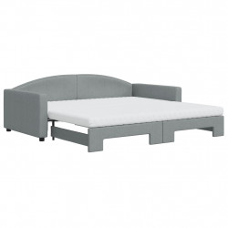 Sofa rozsuwana z materacami, jasnoszara, 100x200 cm, tkanina