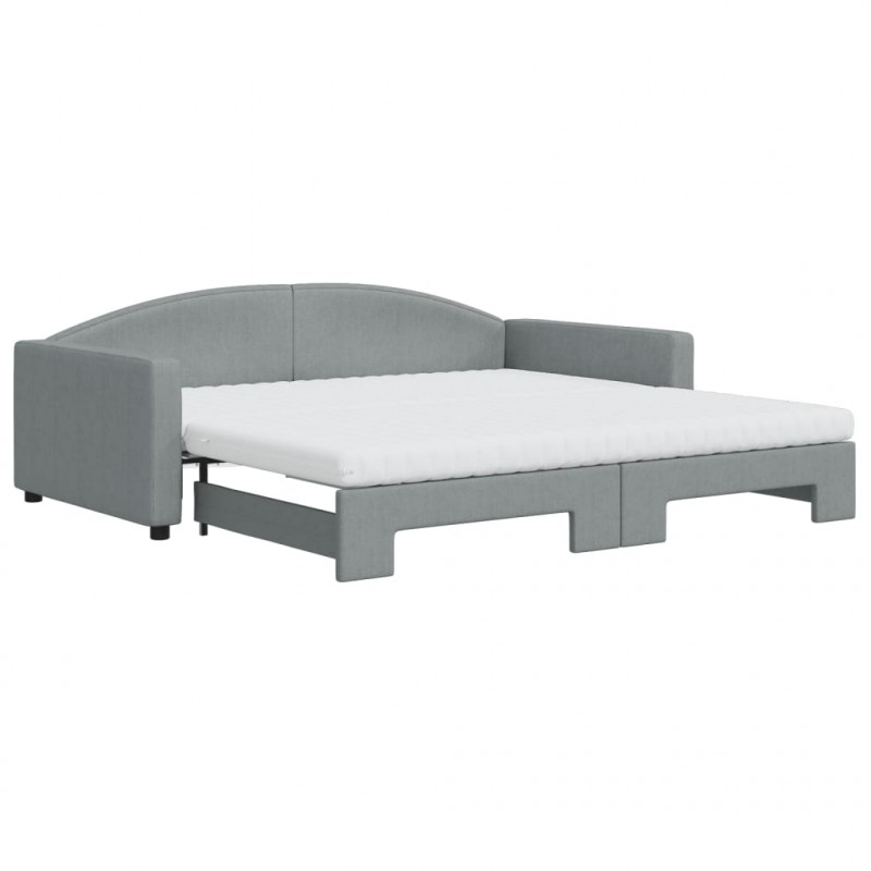 Sofa rozsuwana z materacami, jasnoszara, 100x200 cm, tkanina