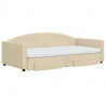 Sofa rozsuwana z szufladami, kremowa, 100x200 cm, tkanina