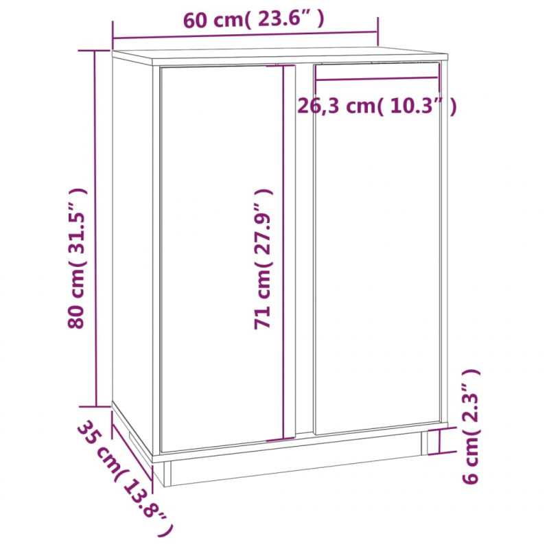 Szafka, 60x35x80 cm, lite drewno sosnowe