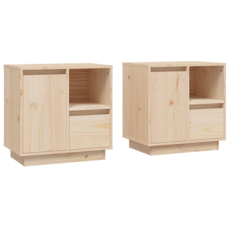 Szafki nocne, 2 szt., 50x34x50 cm, lite drewno sosnowe
