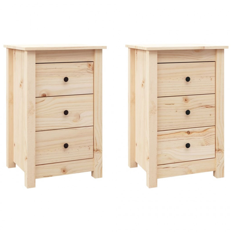 Szafki nocne, 2 szt., 40x35x61,5 cm, lite drewno sosnowe
