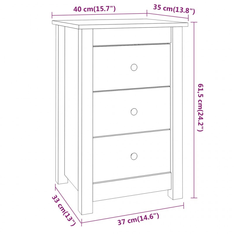 Szafki nocne, 2 szt., 40x35x61,5 cm, lite drewno sosnowe