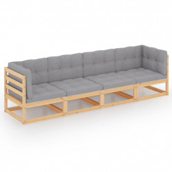 3-osobowa sofa ogrodowa z poduszkami, lite drewno sosnowe