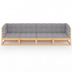 3-osobowa sofa ogrodowa z poduszkami, lite drewno sosnowe