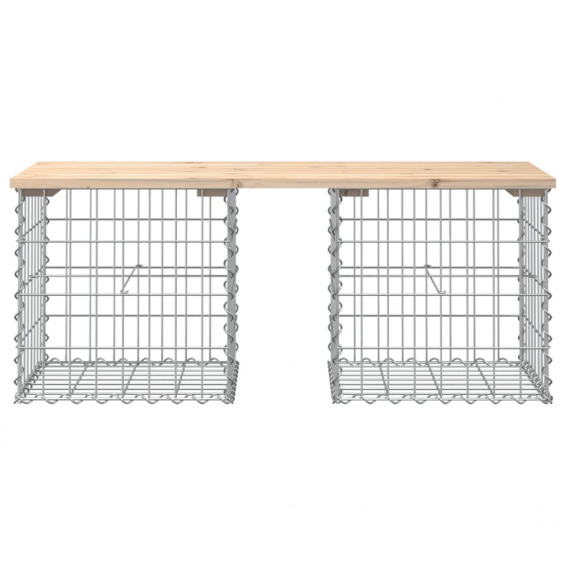 Ławka ogrodowa, z gabionem, 103x44x42 cm, lite drewno sosnowe