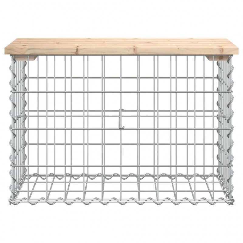 Ławka ogrodowa z gabionem, 63x31,5x42 cm, lite drewno sosnowe