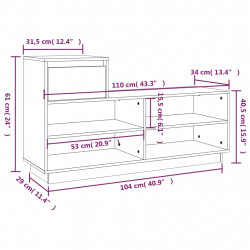 Szafka na buty, 110x34x61 cm, lite drewno sosnowe