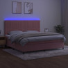 Łóżko kontynentalne z materacem i LED, różowy aksamit 200x200cm