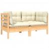 2-osobowa sofa ogrodowa z kremowymi poduszkami, drewno sosnowe