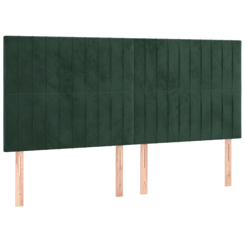 Łóżko kontynentalne z materacem i LED zielony aksamit 160x200cm