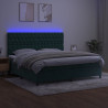 Łóżko kontynentalne z materacem i LED zielony aksamit 200x200cm