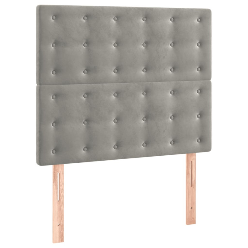 Łóżko kontynentalne z materacem i LED, szare 120x200cm, aksamit