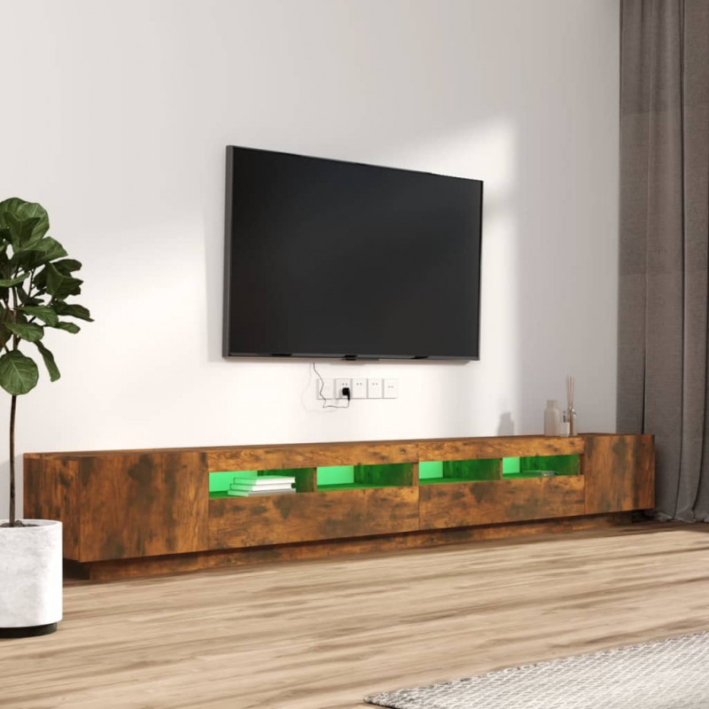 Zestaw 3 szafek TV z oświetleniem LED, przydymiony dąb