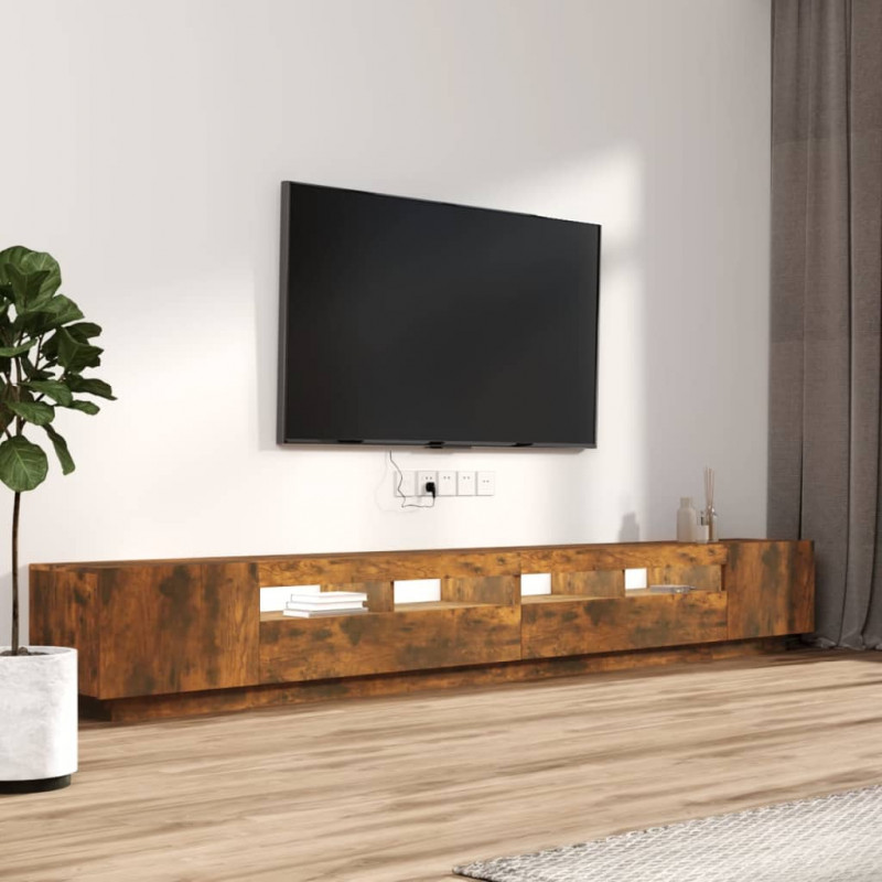 Zestaw 3 szafek TV z oświetleniem LED, przydymiony dąb