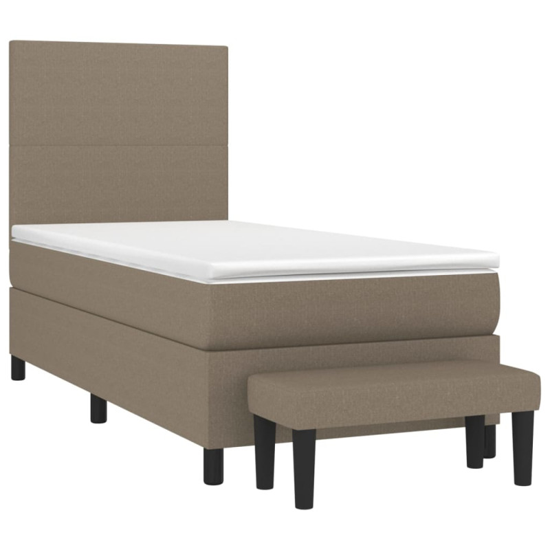 Łóżko kontynentalne z materacem, taupe, tkanina, 90x190 cm