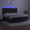 Łóżko kontynentalne z materacem i LED, czarny aksamit 180x200cm