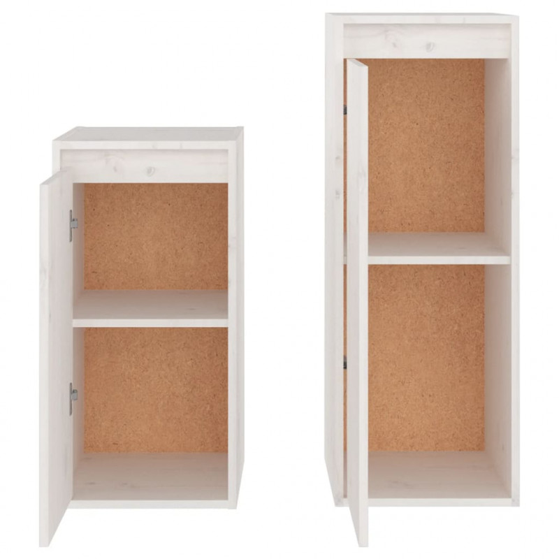 Szafki pod TV, 2 szt., białe, lite drewno sosnowe