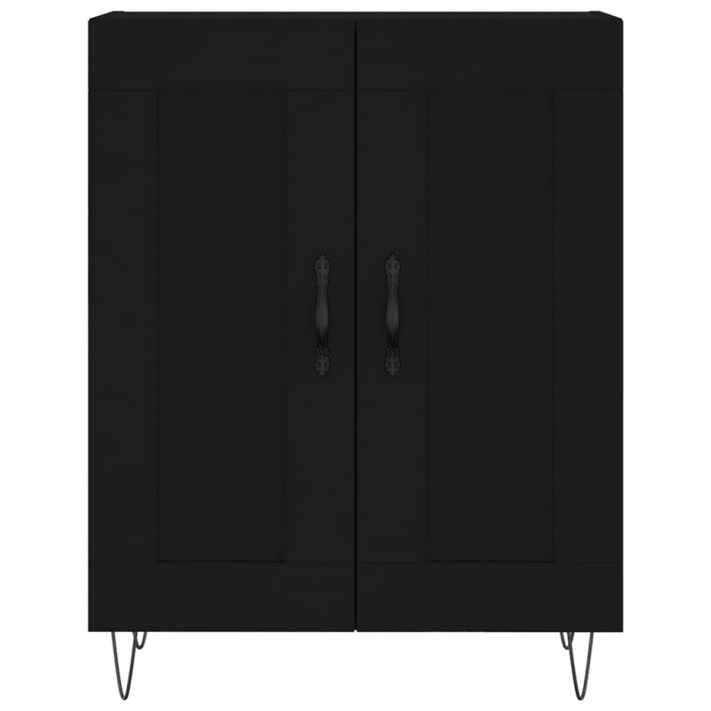 Witrynka, czarna, 69,5x34x180 cm, materiał drewnopochodny