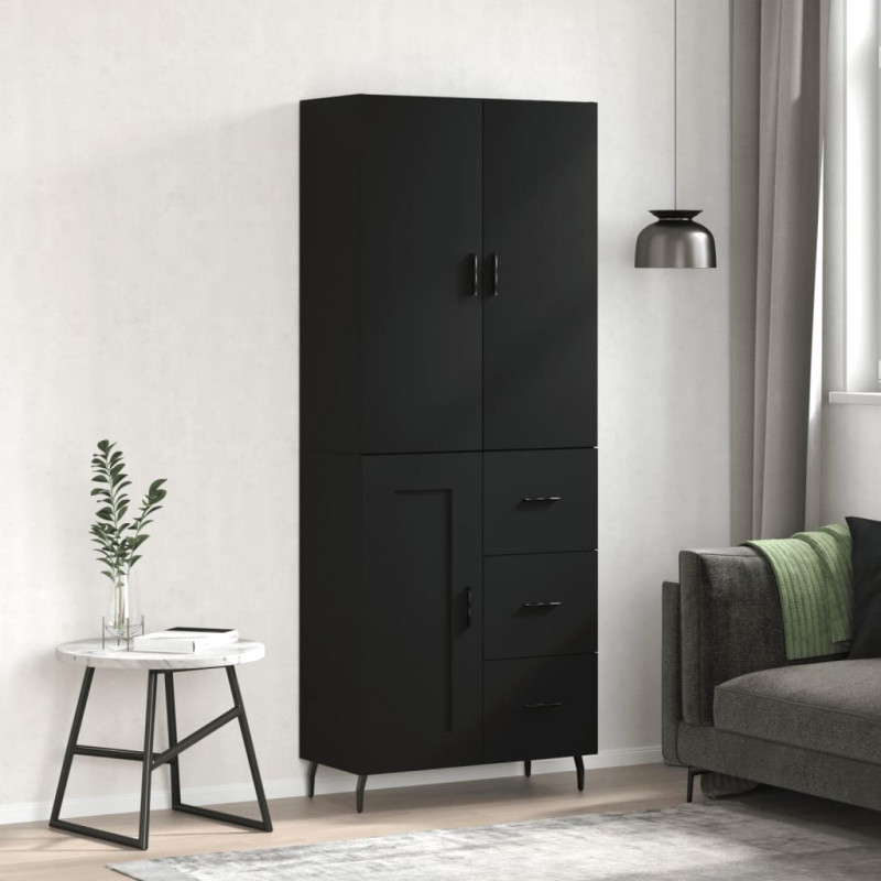 Witrynka, czarna, 69,5x34x180 cm, materiał drewnopochodny