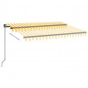 Ręcznie zwijana markiza z LED, 350 x 250 cm, żółto-biała