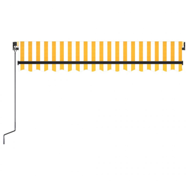 Ręcznie zwijana markiza z LED, 350 x 250 cm, żółto-biała