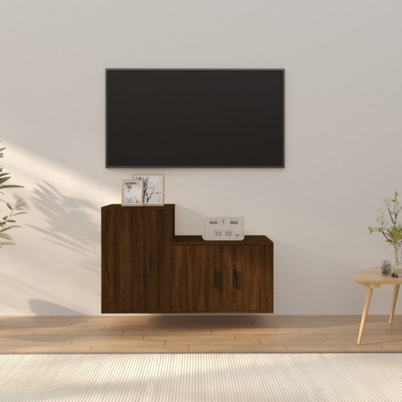 Zestaw 2 szafek pod TV, brązowy dąb, materiał drewnopochodny