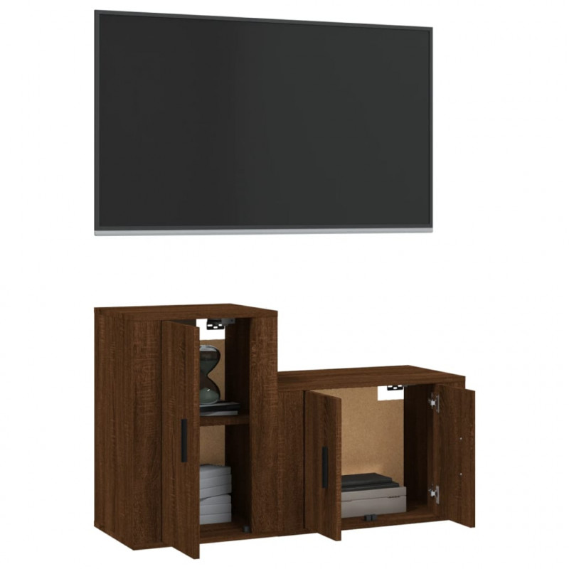 Zestaw 2 szafek pod TV, brązowy dąb, materiał drewnopochodny